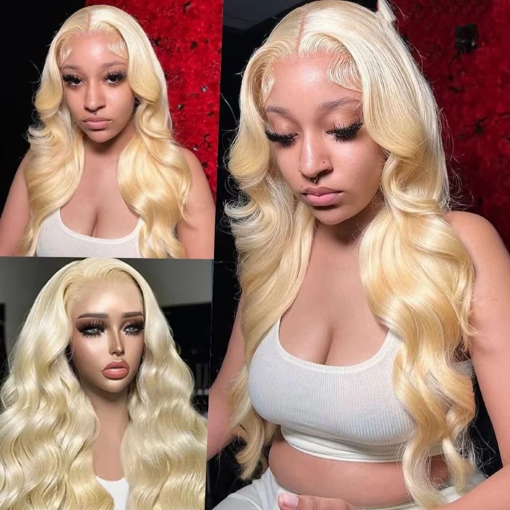 613 Blonde Body Wave Lace Front Wig - 46 Inches #613 Blonde Body Wave