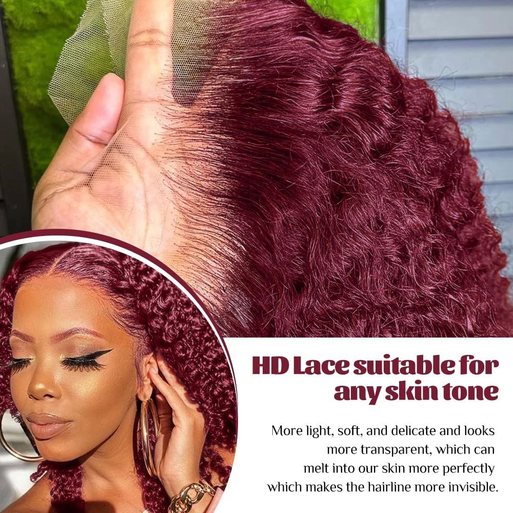 Burgundy 99J Deep Wave Short B - огляд і ціна Glueless Wear And Go Human Hair Wig