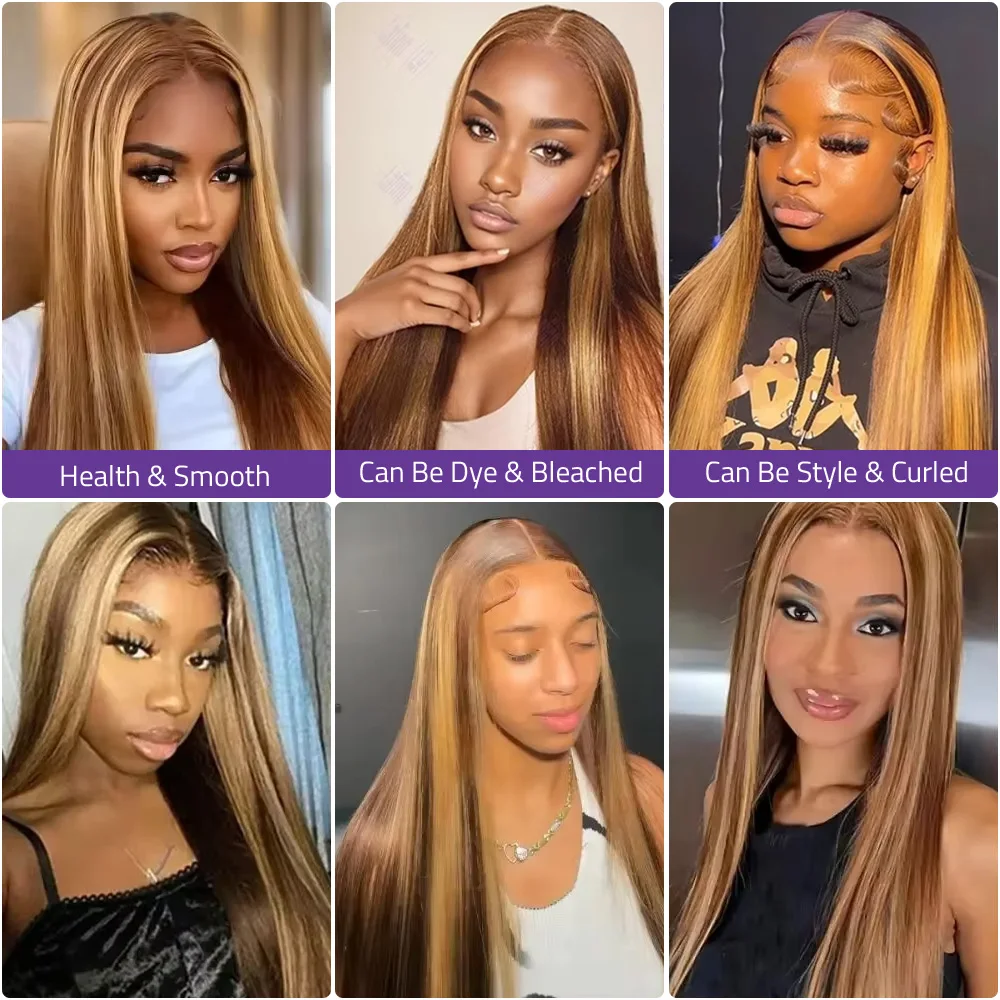 Highlight 46 Inch P4/27 Straig - огляд і ціна Hd Lace Frontal Wig Human Hair Pre Plucked