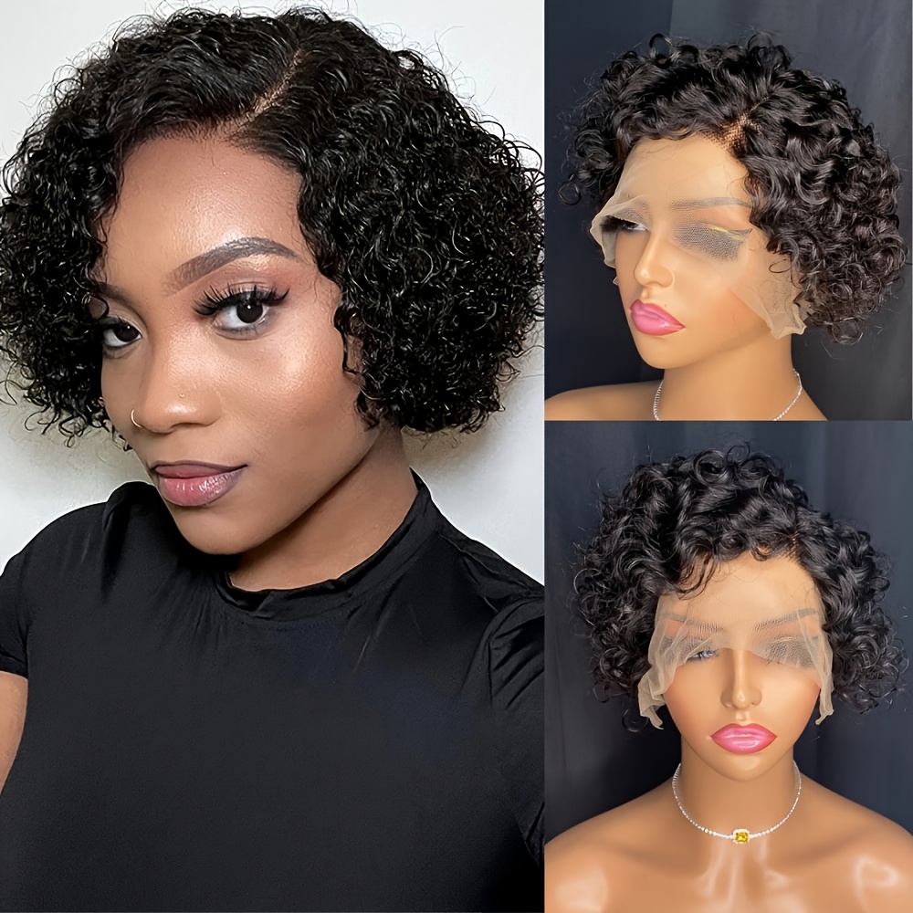 Short Curly 13x1 Lace Curly Pi - огляд і ціна Glueless Wear And Go Human Hair Wig